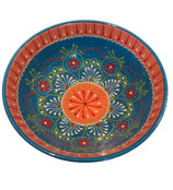 Gazpachera, Schüssel,  hoher Rand,  25 cm, hellblau-rosa, Ornamente