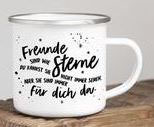 Emaille-Becher - Freunde sind wie Sterne