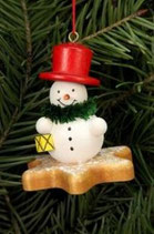Baumbehang Schneemann auf Lebkuchenstern