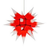 Herrnhuter®-Stern rot mit weißen Spitzen aus Papier