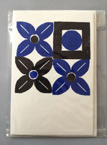 Blue Dot & Flowers  - ca. 10,5 x 15,5 cm