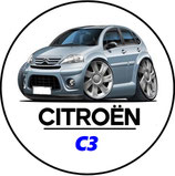 CN018. Porte-clés porte bonheur Citroën C3 grise (cartoon)