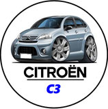 CN018. Porte-clés porte bonheur Citroën C3 grise (cartoon)