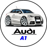 AI001. Porte-clés porte bonheur AUDI A1 blanche (cartoon)