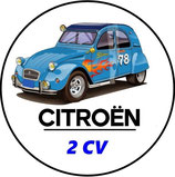 CN005. Porte-clés porte bonheur Citroën 2CV bleue (rallye)
