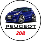 PT003. Porte-clés porte bonheur PEUGEOT 208 bleue (cartoon)