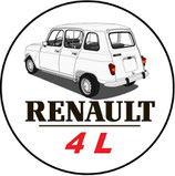 RT030. Porte-clés porte bonheur RENAULT 4L blanche (dessin ar)