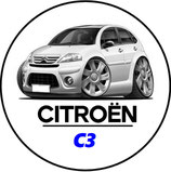 CN023. Porte-clés porte bonheur Citroën C3 blanche (cartoon)