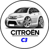 CN023. Porte-clés porte bonheur Citroën C3 blanche (cartoon)