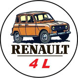 RT007. Porte-clés porte bonheur RENAULT 4L orange (dessin)