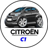 CN013. Porte-clés porte bonheur Citroën C1 noire (cartoon)