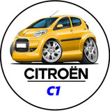 CN012. Porte-clés porte bonheur Citroën C1 jaune (cartoon)