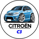 CN024. Porte-clés porte bonheur Citroën C3 bleue (cartoon)