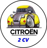 CN027. Porte-clés porte bonheur Citroën 2CV jaune (cartoon)