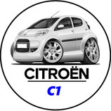 CN009. Porte-clés porte bonheur Citroën C1 blanche (cartoon)