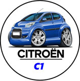 CN010. Porte-clés porte bonheur Citroën C1 bleue (cartoon)