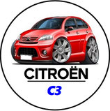 CN022. Porte-clés porte bonheur Citroën C3 rouge (cartoon)