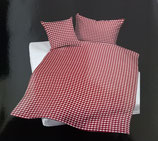 Seersucker Bettwäsche Anzug nordisch OHNE Kopfkissen Dessin Karo Rot