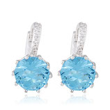 ( sky blue ) EXQUISITE concise Cubic Zirconia earrings ( allergy free ) Item Code: 219598