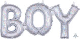 Folienballon. Boy Schriftzug Silver Holographic