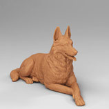 Schäferhund, liegend (T-002) 3D-Druck-Figur, unbemalt, 1:32