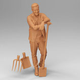 Günter mit Spaten (F-181), 3D-Druck-Figur, unbemalt, 1:32