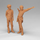 Zwei Jungs (F-206), 3D-Druck-Set, unbemalt. 1:45
