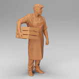 Im Lager: Mit Kiste unterm Arm (F-741), 3D-Druck-Figur, unbemalt, 1:32