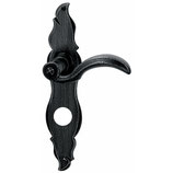 Türdrückergarnitur - HAGER 10.130H/10.131 Serie Bourgeois - geschmiedet, patiniert - für Haustüren - Drückervierkant 9 mm - mit Langschild RZ 78