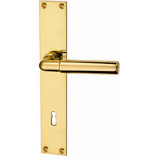 Türdrückergarnitur - HAGER 20.1147/20.1044 Serie Basel - Messing poliert - für Zimmertüren - Drückervierkant 8 mm