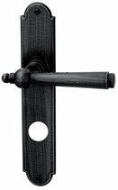Türdrückergarnitur - HAGER 10.138H/10.159H Serie Bern - Eisen verzinkt und patiniert - für Haustüren - Drückervierkant 9 mm