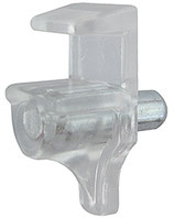 Tablarträger für Glastablare - Kunststoff transparent - für Tablardicke 5-5,5 mm - mit Stahlzapfen ø 4,9 mm