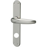 Türdrückergarnitur - MEGA 33.100/35.455 - vernickelt - für Haustüren - Drückervierkant 9 mm - mit Langschild RZ 78
