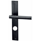 Türdrückergarnitur - HAGER 10.136H/10.132H Serie Modulo - geschmiedet, patiniert - für Haustüren - Drückervierkant 9 mm - mit Langschild RZ 78