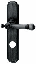 Türdrückergarnitur - HAGER 10.158H/10.33H Serie Werdenberg - Eisen verzinkt und patiniert - für Haustüren - Drückervierkant 9 mm
