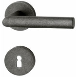 Türdrückergarnitur - HAGER 12.134/12.197 Serie Tubo - geschmiedet, thermopatiniert - für Zimmertüren - Drückervierkant 8 mm