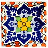 Mexiko Fliese Rustikal - ca. 10,5x10,5 cm - FLOR AMARILLA