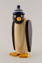 Pinguin mit Ringelmütze blau-weiß