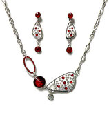 Kette & Ohrring, rot / weiss von Madame Butterfly
