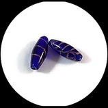 Perles olives lot de 2 - perle de verre olive bleue et or créations de bijoux - loisirs créatifs Réf : 1400