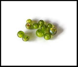 Perles de verre ronde vertes à feuille d'argent - lot 11 perles de verre mélange de taille Réf 1389