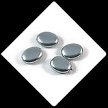 Palet ovale nacré 12 x 9 mm bleu argenté X 4 perles palets Réf : 704.