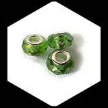 Perle imitation pandora ®  à facettes 15 x 9 mm vert menthe à reflets  Réf : 191