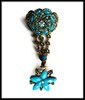 Ensemble bracelet bague fleur strass turquoise et bleus BRA018
