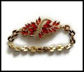 Bracelet strass rouges chaine gros maillons dorés BRA023