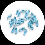 Perles de verre forme dague ,goutte bleu transparent 10 x 3 mm - lot de 38 perles pour création de bijoux . Réf : 1417.
