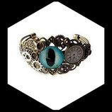 Bracelet steampunk  " regard sur le temps " fait main, bijou de créateur.