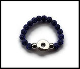 Bracelet support boutons snap perles shamballa bleu marine - Réf : 1446