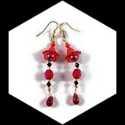 Boucles pendants oreilles perles couleur rouge et noir faites main