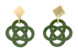 Horn Ohrringe Ohrstecker oliv grün ( 316)